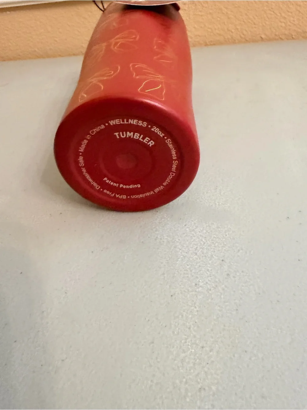 Red Bow-Print Travel Tumbler with Bow-Top Straw